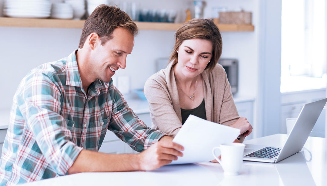 couple reviewing information