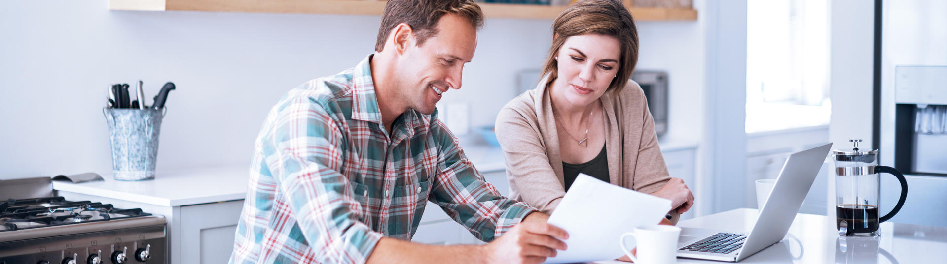 couple reviewing information