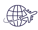 Plane icon flying around a globe